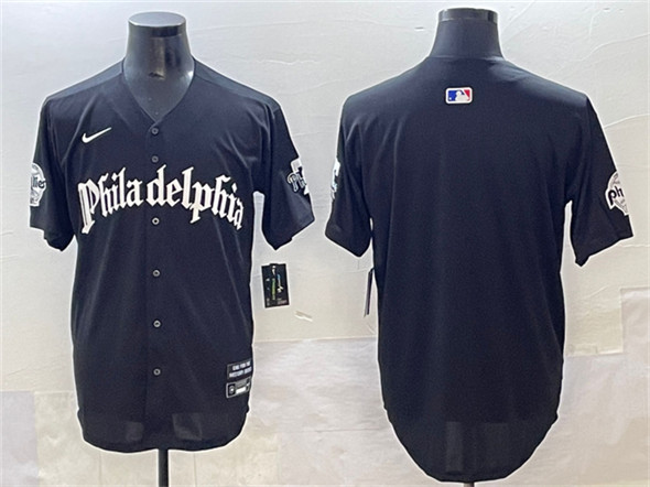 Philadelphia Phillies Blank Black GOTHIC Vapor Limited Stitched Jersey - Zenithce