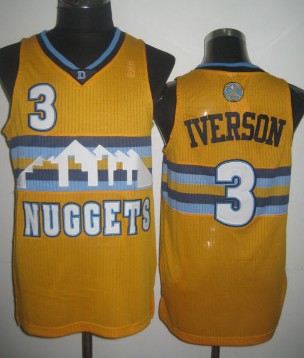 Denver Nuggets #3 Allen Iverson Yellow Swingman Jersey - Zenithce