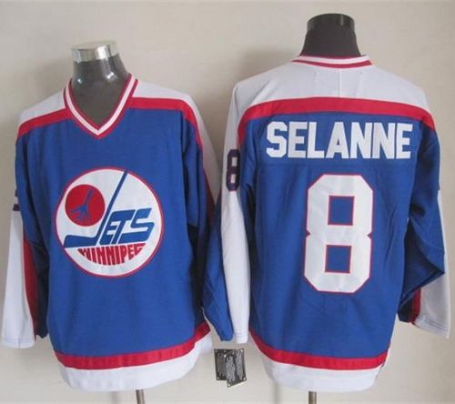 Jets #8 Teemu Selanne Blue White CCM Throwback Stitched Jersey - Zenithce