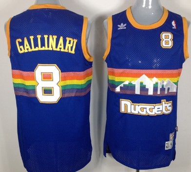 Denver Nuggets #8 Danilo Gallinari Blue Rainbow Swingman Throwback Jersey - Zenithce