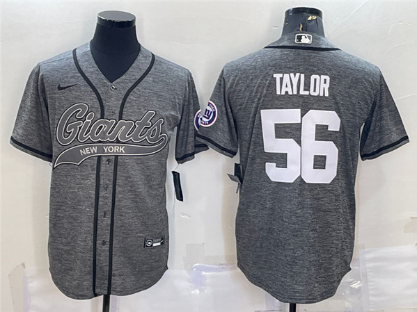 New York Giants #56 Lawrence Taylor Gray With Patch Cool Base Stitched Jersey - Zenithce