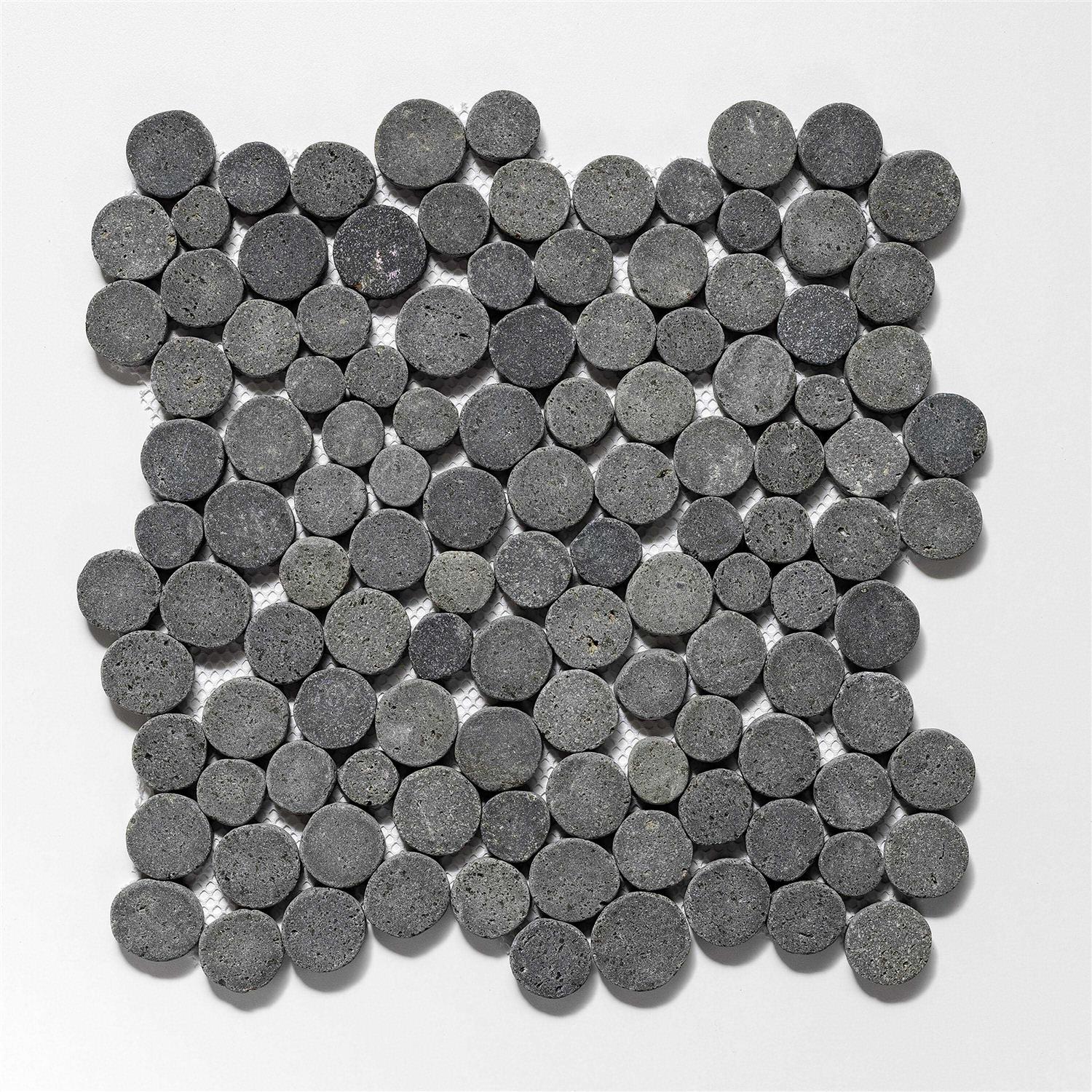 Tile Connection Stone Penny Rounds 11-1/2 in. x 11-1/2 in. Honed Marble Mesh-Mounted Mosaic Tile - Zenithce