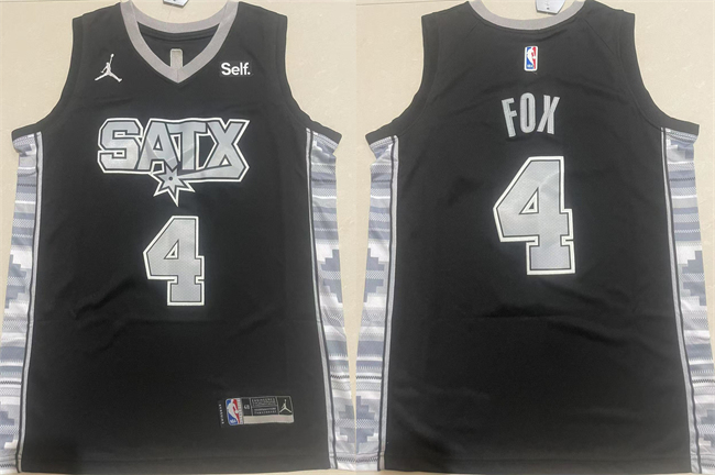 San Antonio Spurs #4 De'Aaron Fox Black 2024-25 Statement Edition Stitched Jersey - Zenithce