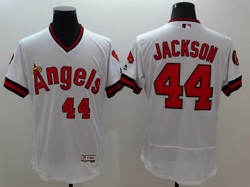 Angels of Anaheim #44 Reggie Jackson White Flexbase Authentic Collection Cooperstown Stitched Jersey - Zenithce