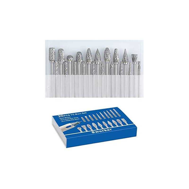 Sworker Carbide Burr Set Compatible with Dremel 1/8 Shank 10PCS Die Grinder Rotary Tool Rasp Bits Wood Carving Accessories Attachments Cutting - Zenithce