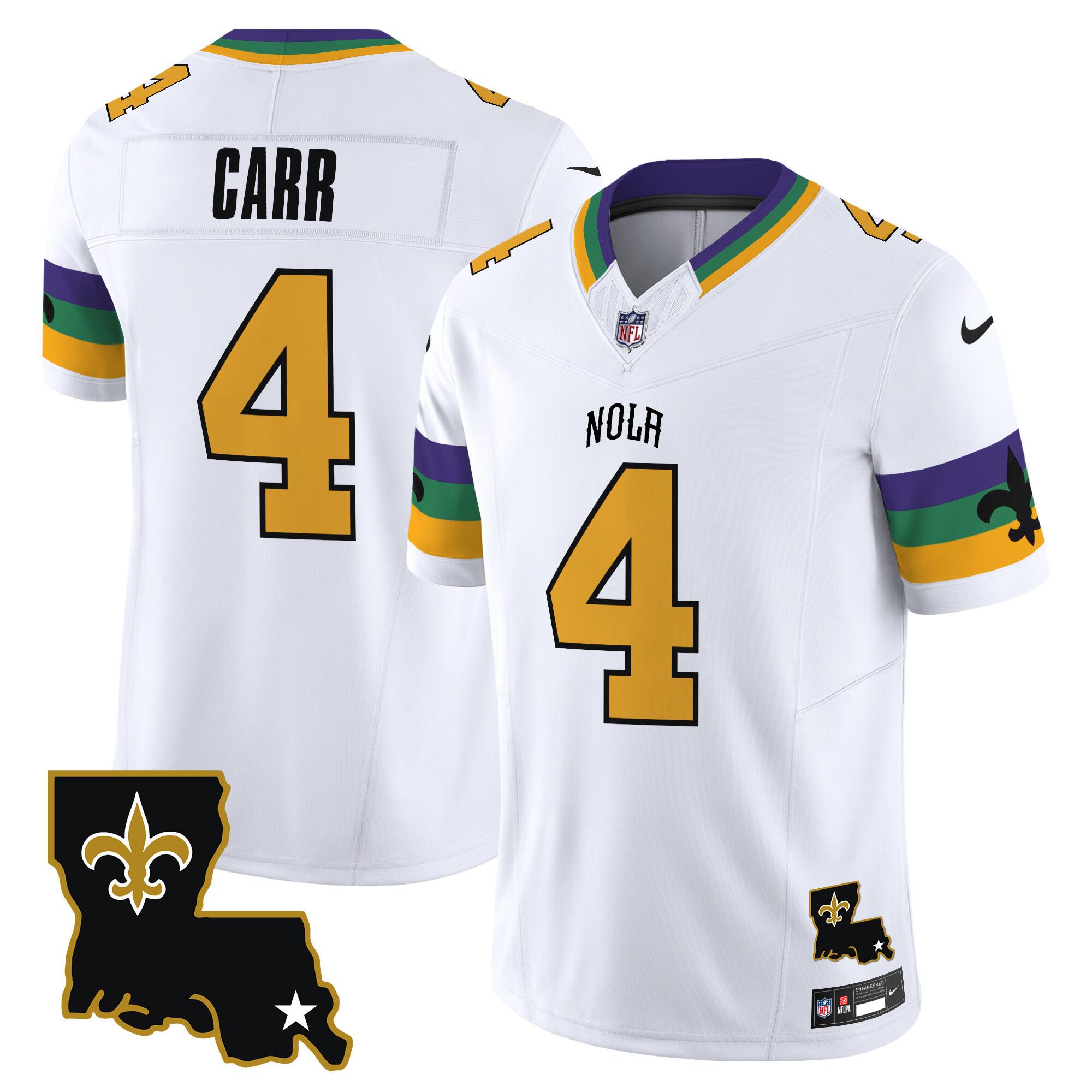 New Orleans Saints #4 Derek Carr White 2024 F.U.S.E. Vapor Limited Stitched Jersey - Zenithce