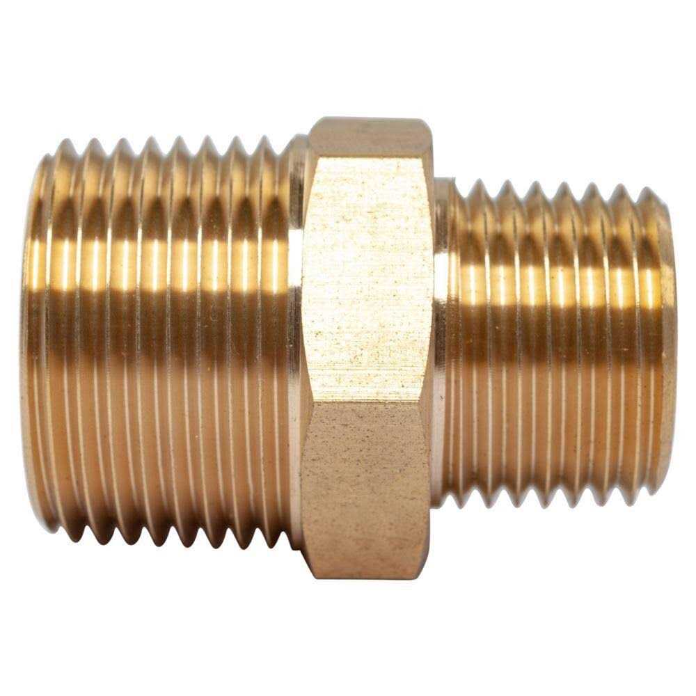 LTWFITTING 3/8 in. x MIP Brass Pipe Hex Reducing Nipple Fitting - Zenithce