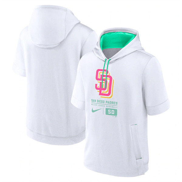 San Diego Padres White City Connect Short Sleeve Pullover Hoodie - Zenithce