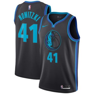 Dallas Mavericks #41 Dirk Nowitzki Black 2018-19 Swingman City Edition Jersey - Zenithce