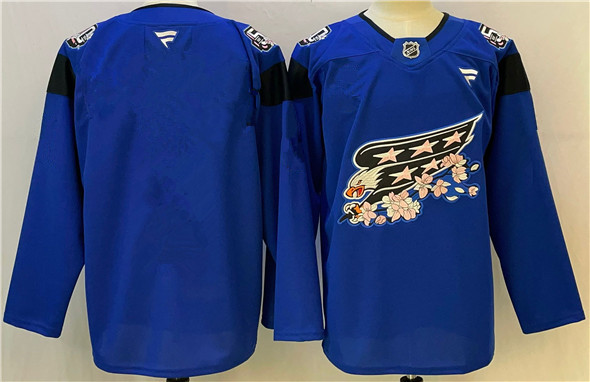 Washington Capitals Blank Blue Cherry Blossom Stitched Jersey - Zenithce