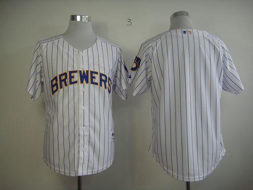 Brewers Blank White (Blue Strip) Stitched Jersey - Zenithce