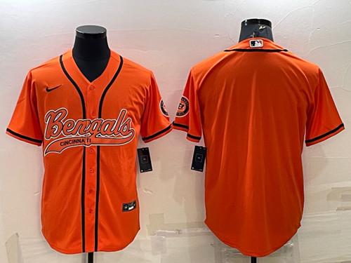 Cincinnati Bengals Blank Orange With Patch Cool Base Stitched Baseball Jersey - Zenithce