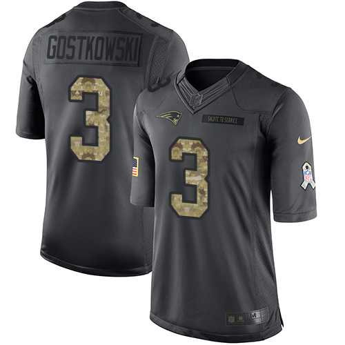 Patriots #3 Stephen Gostkowski Black Stitched Limited 2016 Salute To Service Nike Jersey - Zenithce