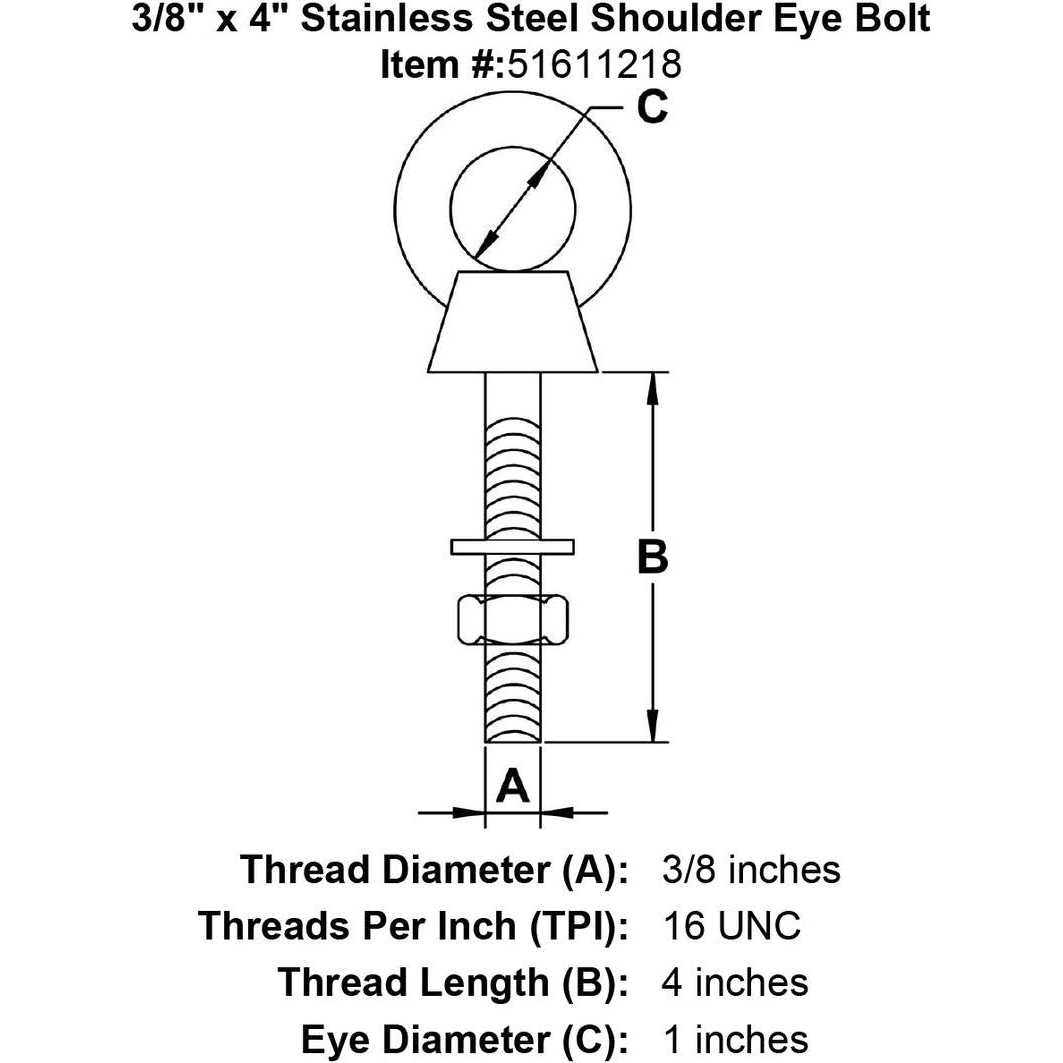 Stainless Steel Shoulder Eye Bolt - Zenithce