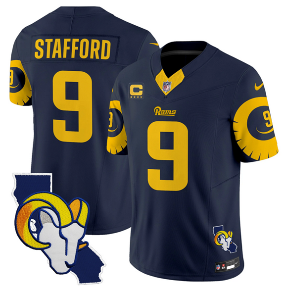 Los Angeles Rams #9 Matthew Stafford Navy 2025 4-Star C Patch F.U.S.E. V2 Limited Stitched Jersey - Zenithce