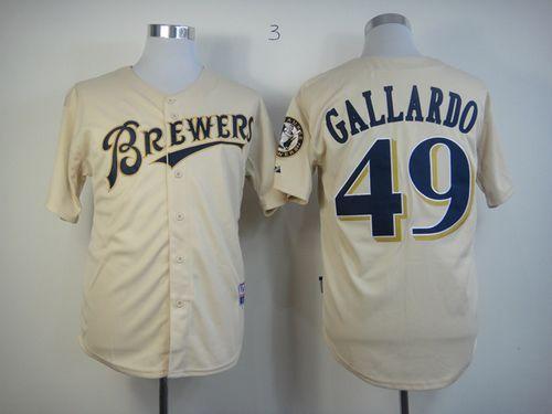 Brewers #49 Yovani Gallardo Cream YOUniform Cool Base Stitched Jersey - Zenithce