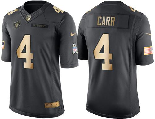Raiders #4 Derek Carr Black Stitched Limited Gold Salute To Service Nike Jersey - Zenithce