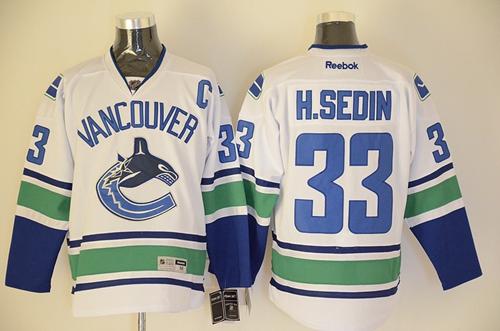 Canucks #33 Henrik Sedin White Stitched Jersey - Zenithce