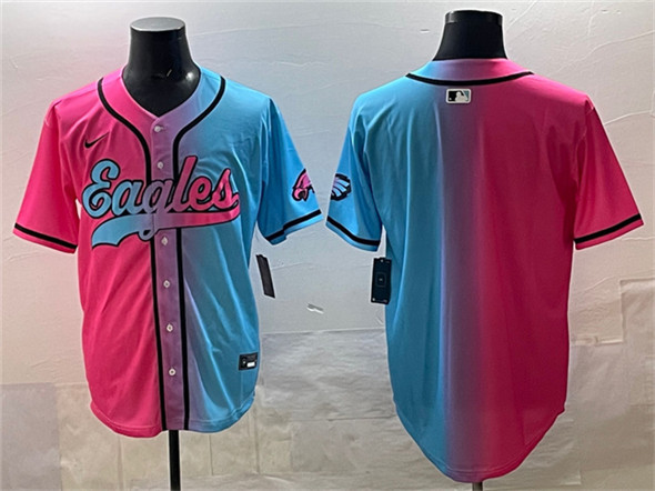 Philadelphia Eagles Blank Pink Blue Limited Stitched Jersey - Zenithce