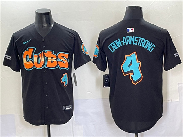 Chicago Cubs #4 Pete Crow-Armstrong Black 'Graffiti North Side Edition' Vapor Premier Limited Stitched Jersey - Zenithce