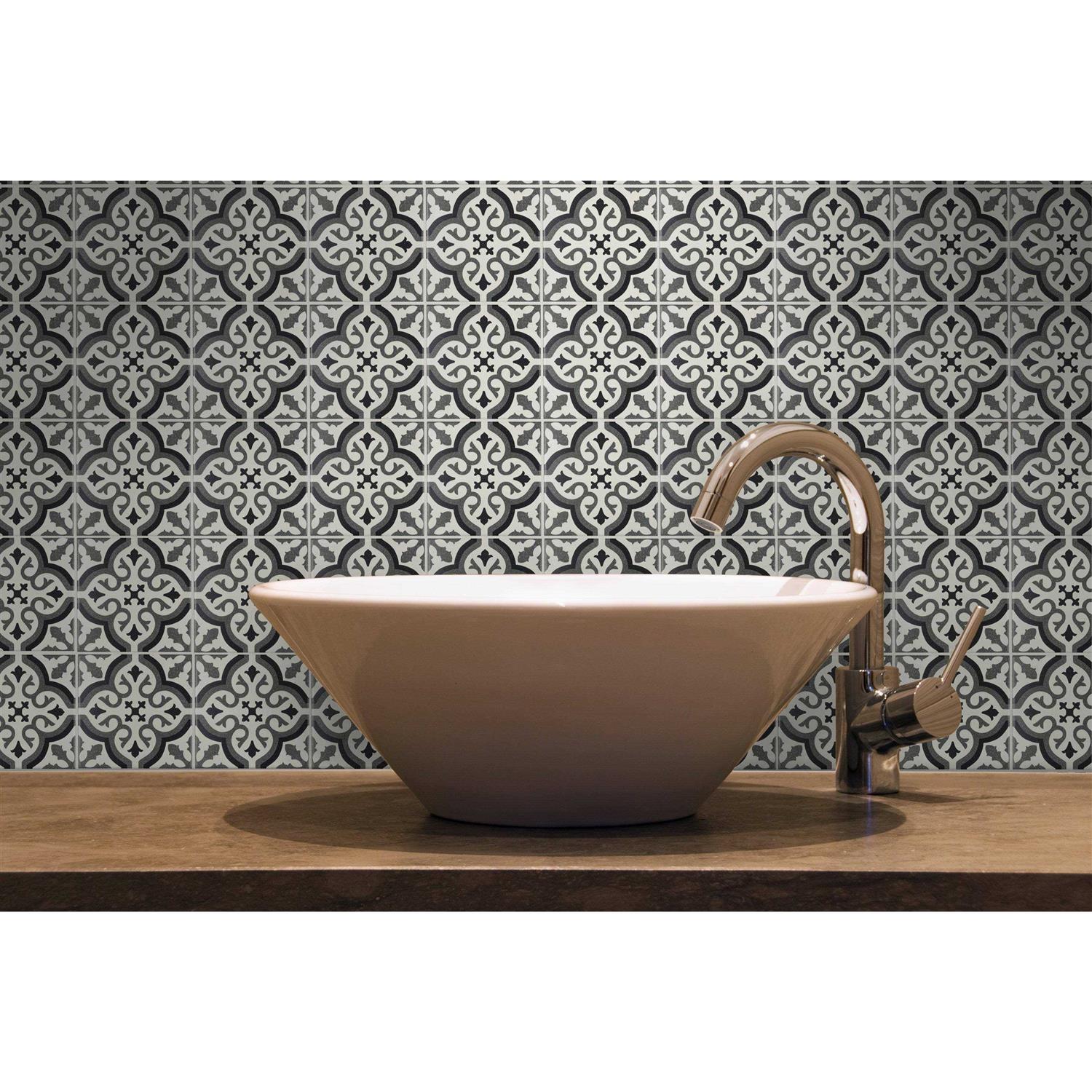 Mosaic Tile Outlet Deco Patterned Black Gray White Matte Porcelain Tile - Zenithce