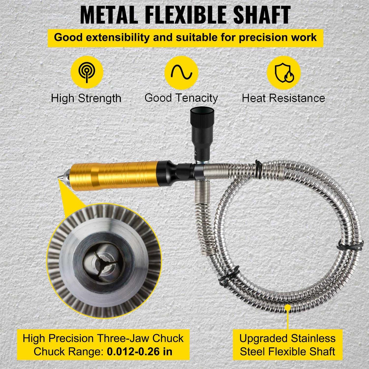 VEVOR Flex Shaft Grinder 780W Rotary Tool 500-23000RPM Rotary Carver with 1/4 3-Jaw Chuck - Zenithce