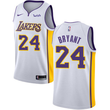 Los Angeles Lakers #24 Kobe Bryant White Swingman Association Edition Jersey - Zenithce