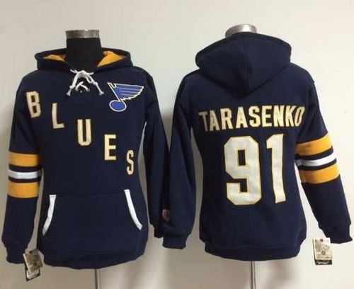 St. Louis Blues #91 Vladimir Tarasenko Navy Blue Women's Old Time Heidi NHL Hoodie - Zenithce