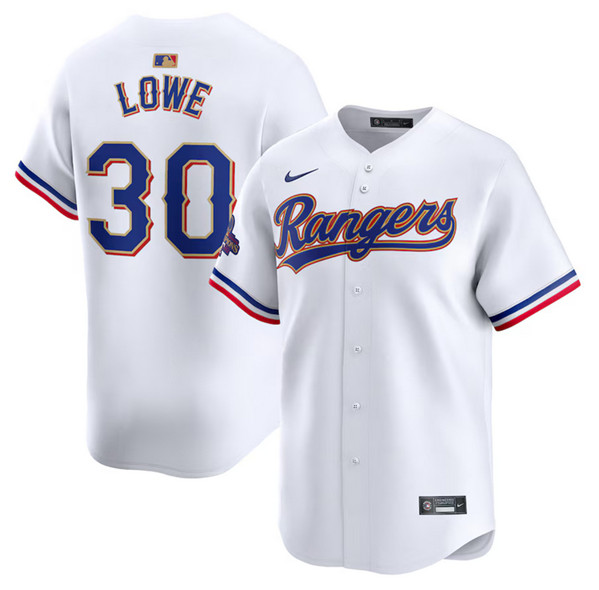 Texas Rangers #30 Nathaniel Lowe White 2024 Gold Collection Cool Base Stitched Jersey - Zenithce