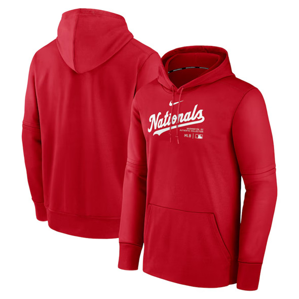 Washington Nationals Red Collection Practice Performance Pullover Hoodie - Zenithce