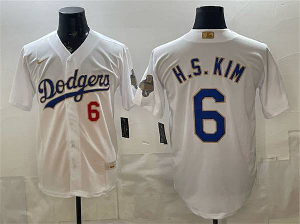 Los Angeles Dodgers #6 H.S.Kim White 2026 Gold Collection Stadium Stitched Jersey - Zenithce