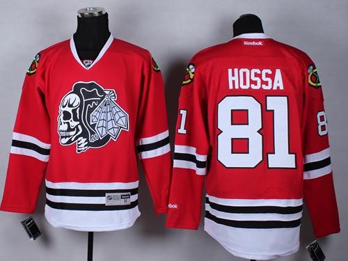 Blackhawks #81 Marian Hossa Red(White Skull) Stitched Jersey - Zenithce