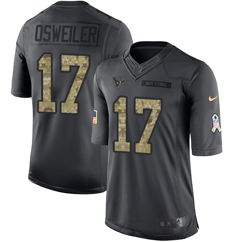 Texans #17 Brock Osweiler Black Stitched Limited 2016 Salute To Service Nike Jersey - Zenithce