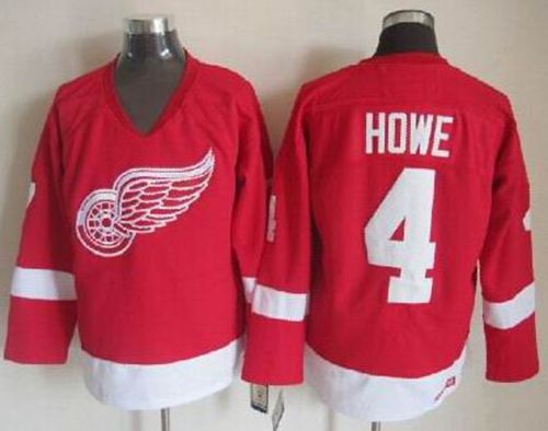 Red Wings #4 Gordie Howe Red CCM Throwback Stitched Jersey - Zenithce