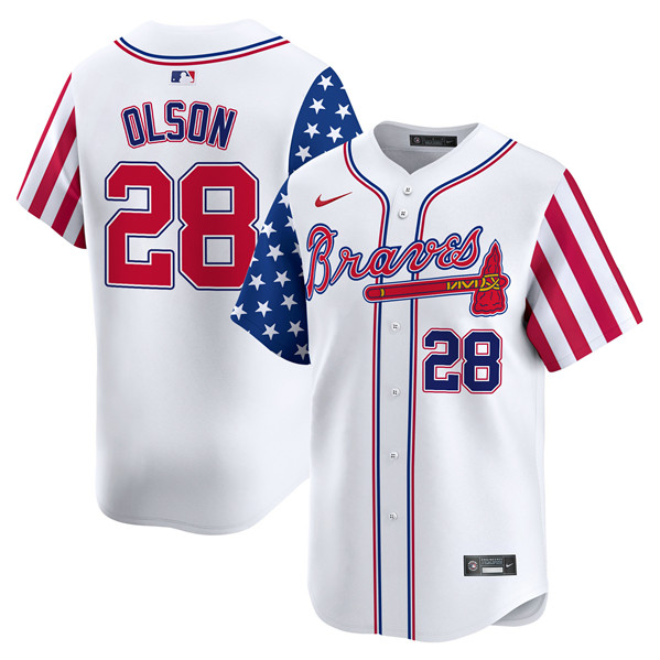 Atlanta Braves #28 Matt Olson White 2024 Independence Day Vapor Limited Stitched Jersey - Zenithce