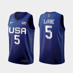 USA Team Zach LaVine Away Blue 2021 Tokyo Olympics Jersey - Zenithce
