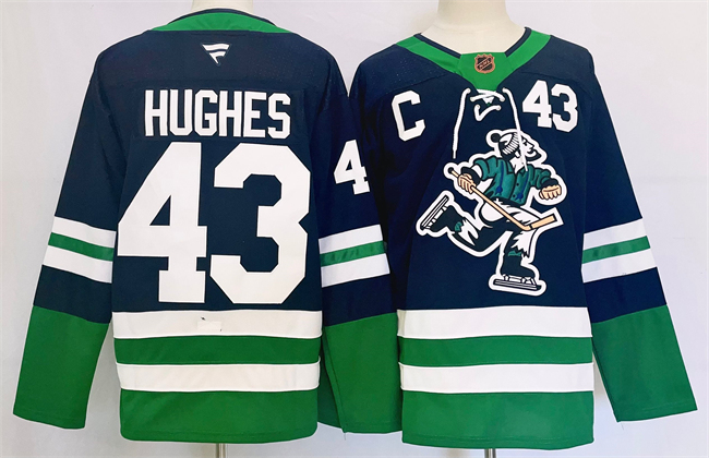 Vancouver Canucks #43 Quinn Hughes Navy 2024 Reverse Retro Stitched Jersey - Zenithce