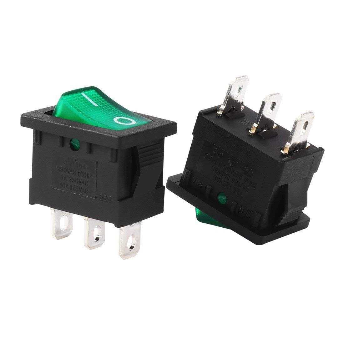 uxcell Ac 125v/12a 250v/10a Spdt 3P 3 Position On-Off-On Rocker Switch Black - Zenithce