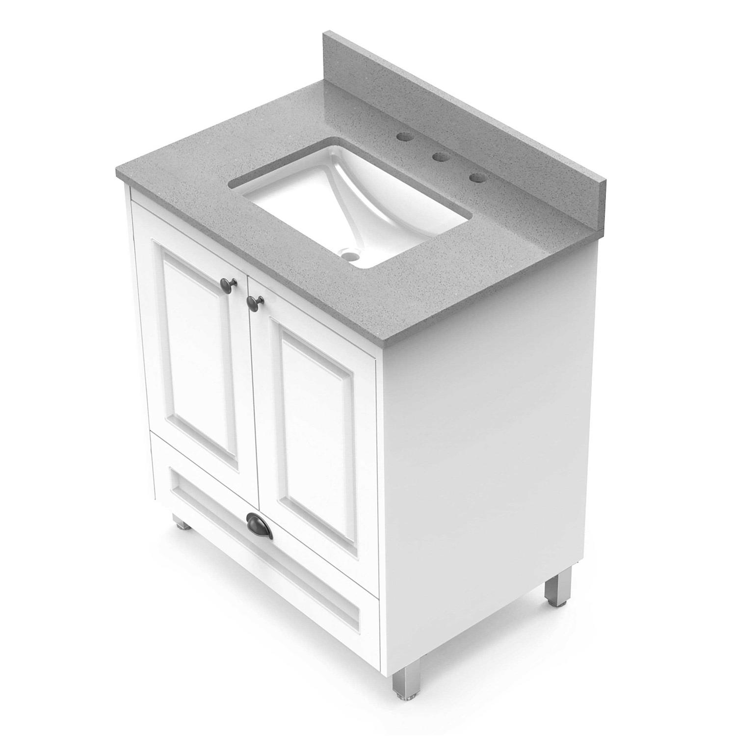 Winette 31 White Undermount Single Sink 3-Hole Bathroom Vanity Top Marble WVT - Zenithce