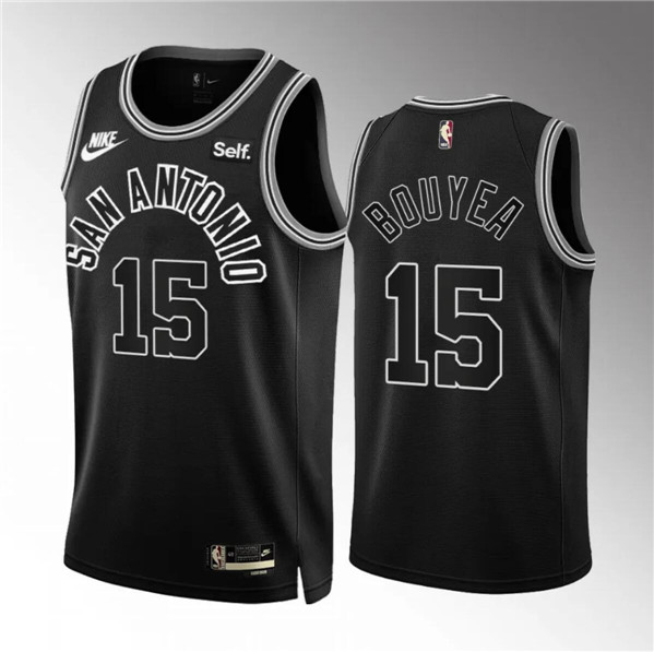 San Antonio Spurs #15 Jamaree Bouyea Black Icon Edition Stitched Jerseys - Zenithce