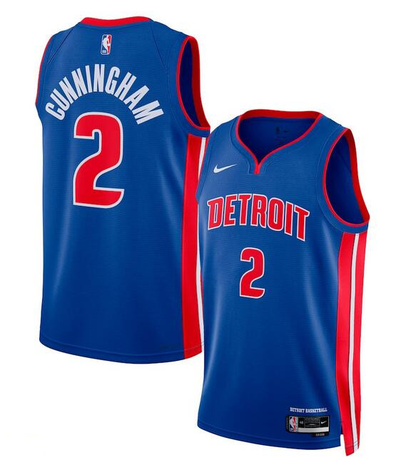 Detroit Pistons #2 Cade Cunningham Blue 2024 Icon Edition Stitched Baseball Jersey - Zenithce