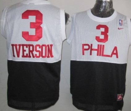 Philadelphia 76ers #3 Allen Iverson White/Black Swingman Jersey - Zenithce