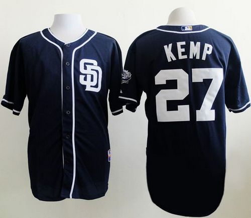 Padres #27 Matt Kemp Dark Blue Alternate 1 Cool Base Stitched Jersey - Zenithce
