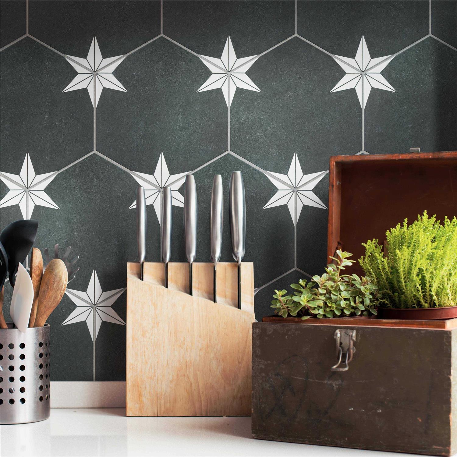 Merola Tile Stella Hex 8-5/8 x 9-7/8 Porcelain Floor and Wall Tile FCDST - Zenithce