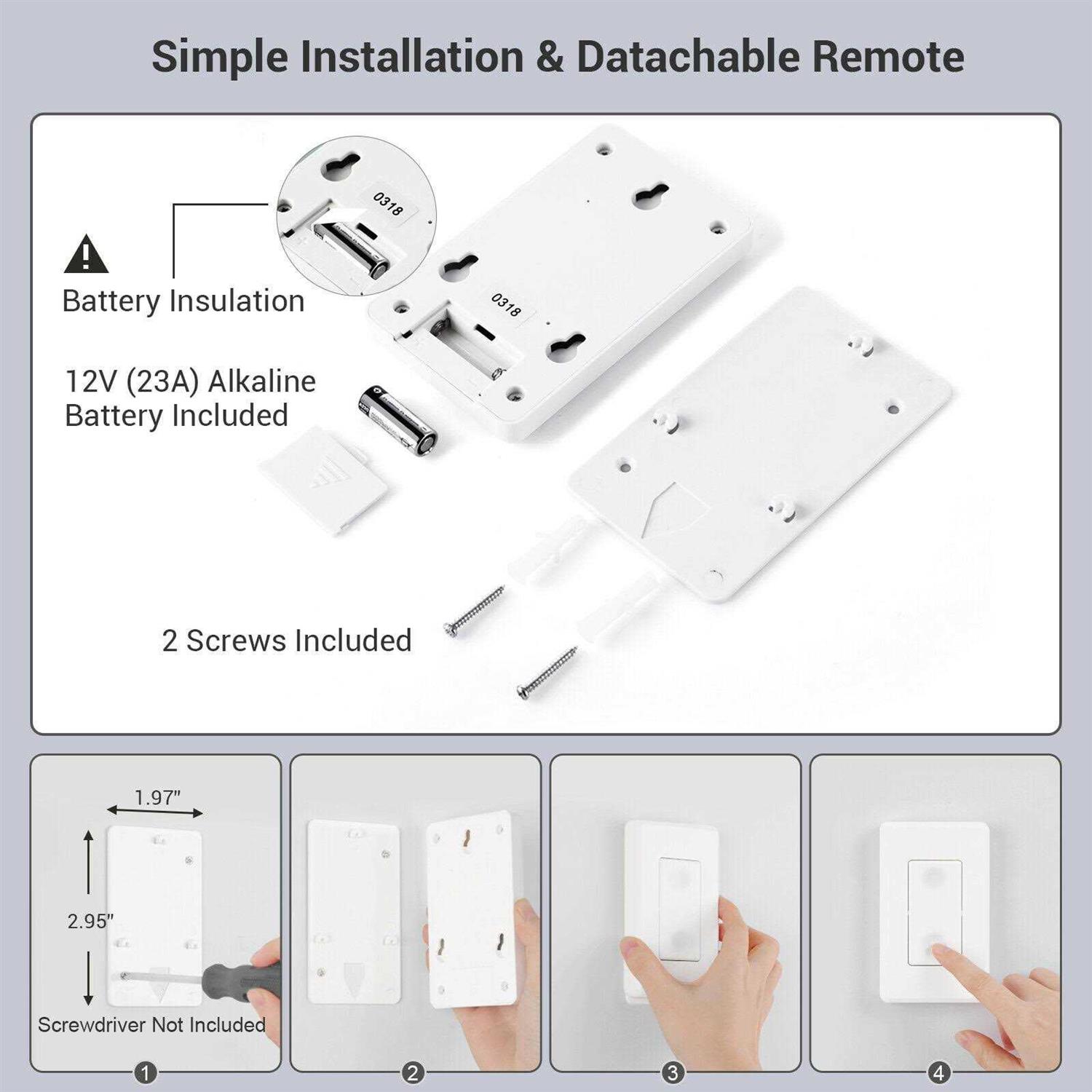 DEWENWILS Remote Control Outlet Wireless Wall Mounted Light Switch Electrical Plug in On Off Power Switch for Lamp - Zenithce