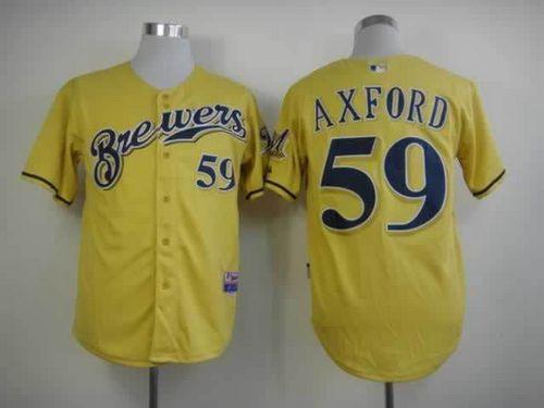 Brewers #59 John Axford Yellow Alternate Cool Base Stitched Jersey - Zenithce