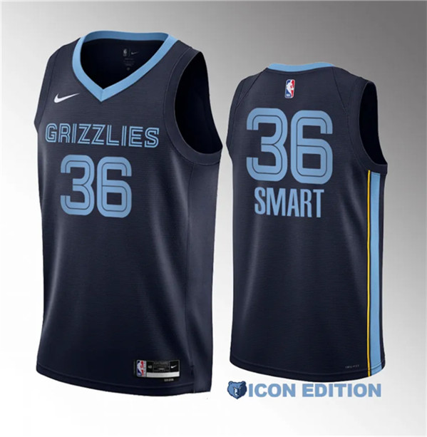 Memphis Grizzlies #36 Marcus Smart Navy 2023 Draft Icon Edition Stitched Jersey - Zenithce