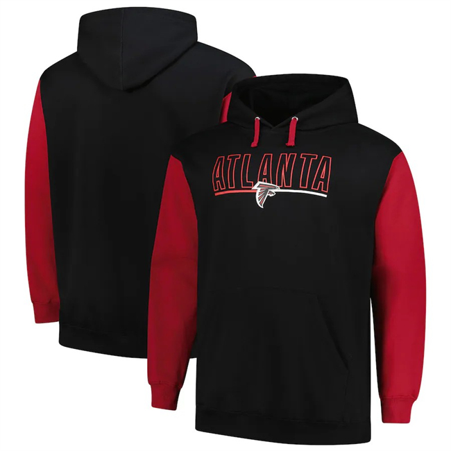 Atlanta Falcons Black Red Big Tall Outline Pullover Hoodie - Zenithce