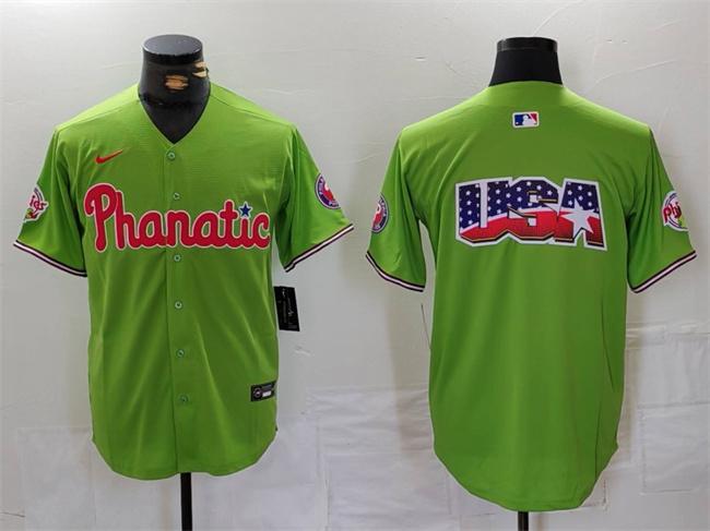 Philadelphia Phillies Team Big Logo Green With Patch Stitched Jersey - Zenithce