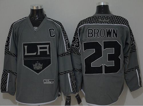 Kings #23 Dustin Brown Charcoal Cross Check Fashion Stitched Jersey - Zenithce